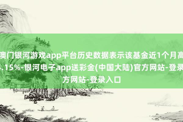 澳门银河游戏app平台历史数据表示该基金近1个月高潮14.15%-银河电子app送彩金(中国大陆)官方网站-登录入口